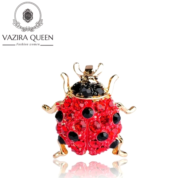 VQ Rhinestones Ladybug Brooch - Picture 1 of 7